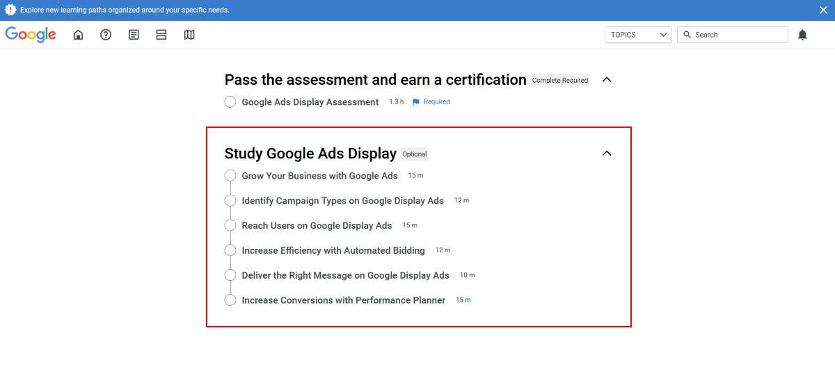 Google Skillshop Google Ads Course Content